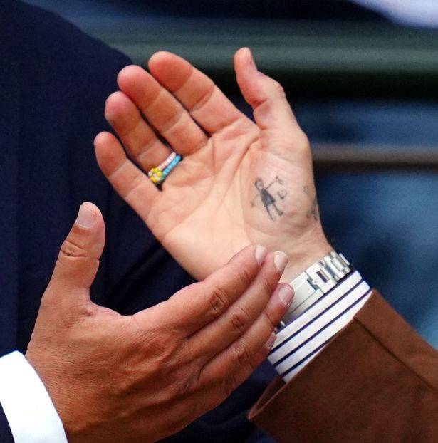 David Beckham has sported the tattoo on his palm for a number of years, after his daughter Harper designed it at the age of 4.