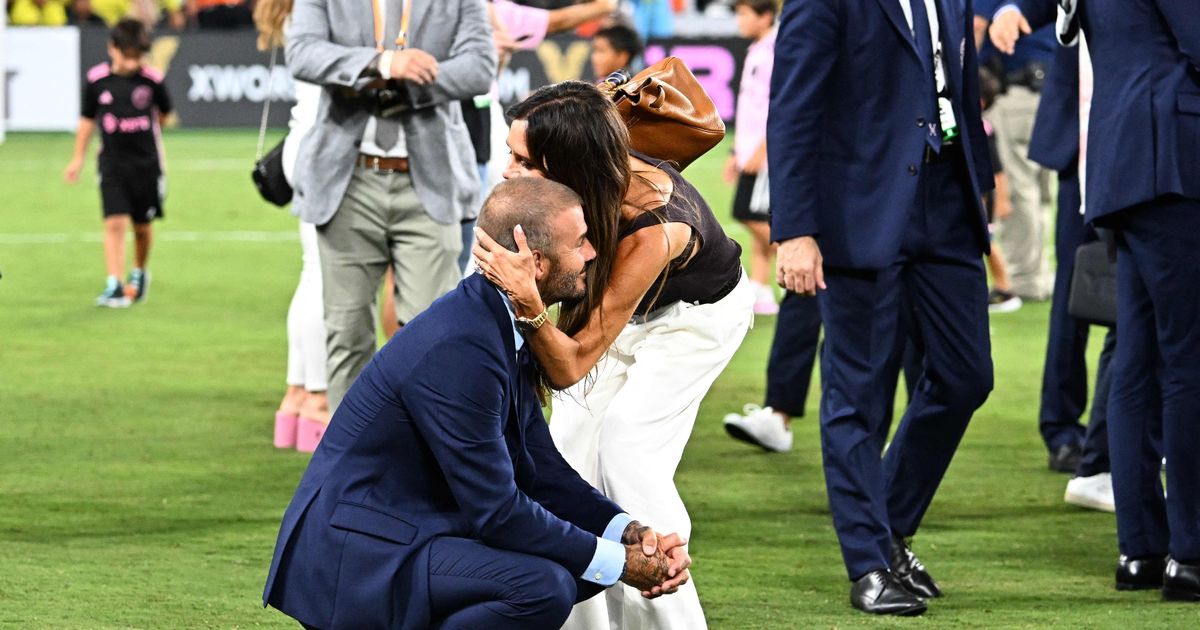 Victoria Beckham rushes onto pitch to give husband David a huge hug after  his team wins final match | Flipboard