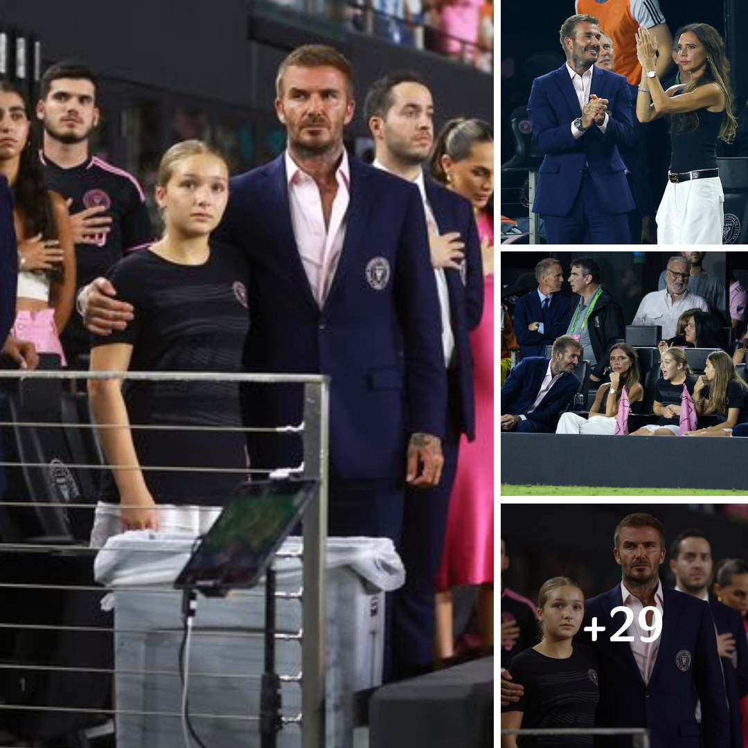 Harper Beckham looks all grown up! Star is mini me of her dad David as they share sweet moment