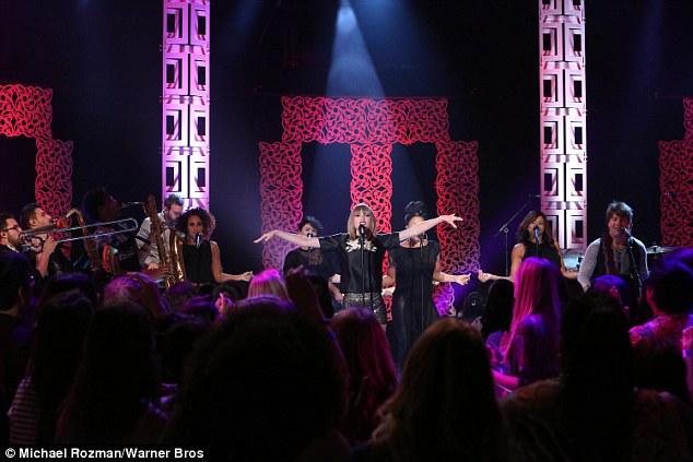 Giving it her all: The Grammy winner sung with a full band, brass section and backing singers