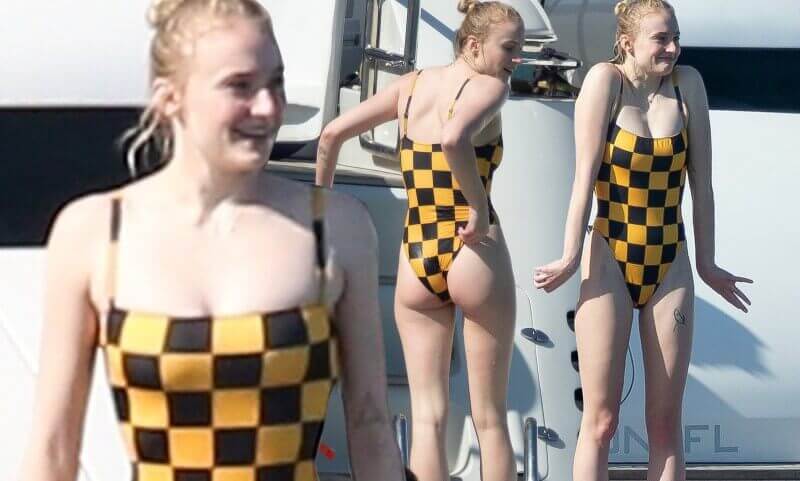 sophie turner bikini on yatch enjoying with friends