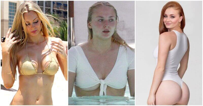 sophie turner bikini poses