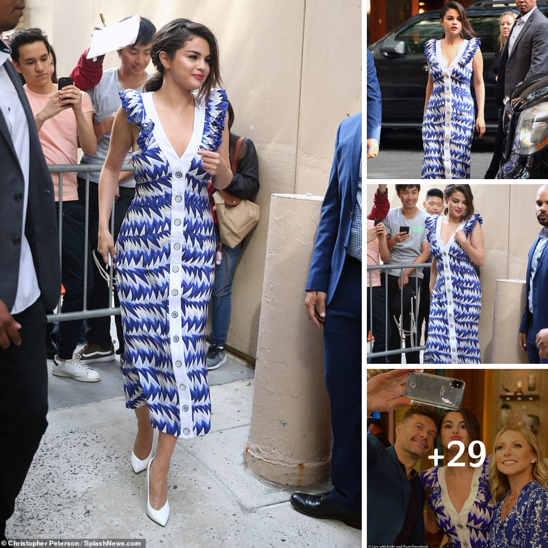 Selena Gomez sports blue dress in New York after admitting she’s ‘relieved’ to finish new album