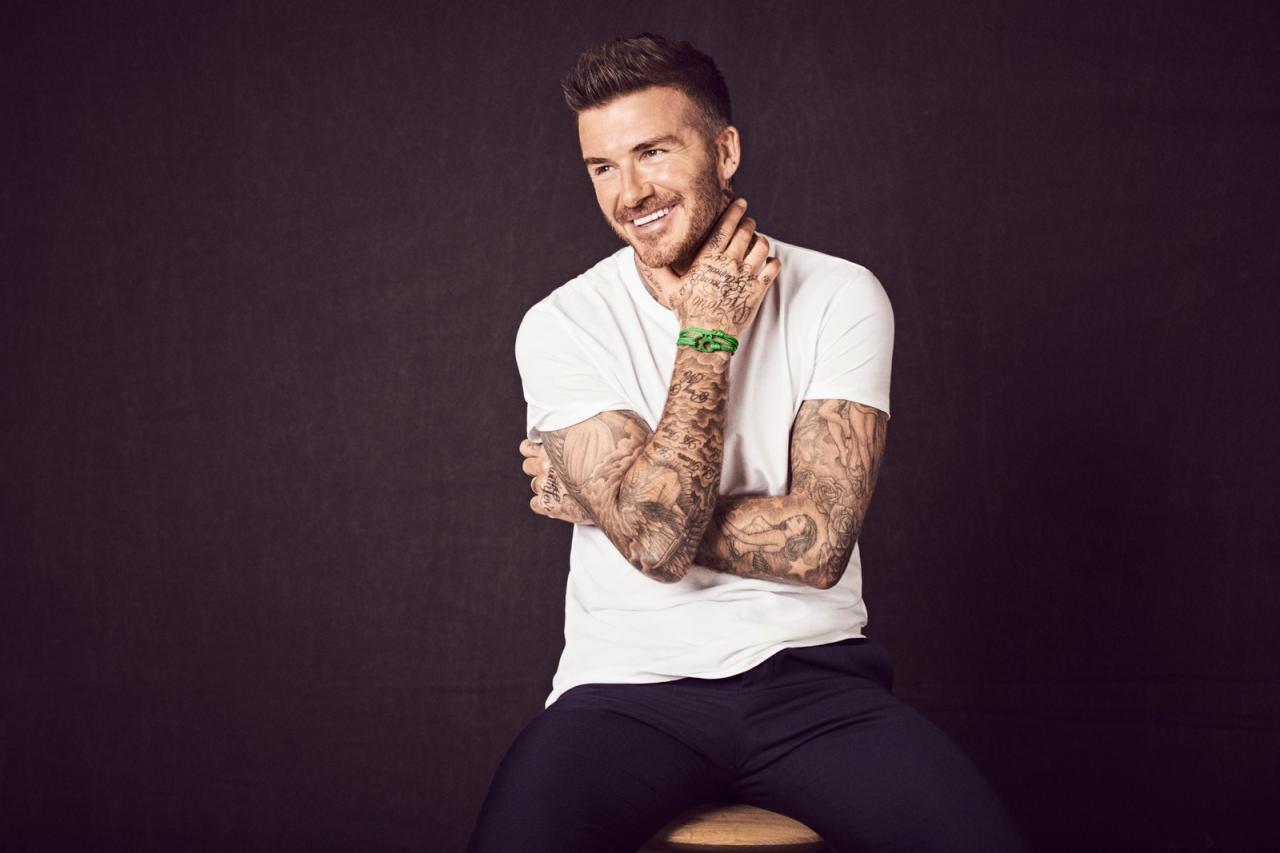 Image may contain David Beckham Skin Human Person Arm Tattoo Clothing Sleeve Apparel and Man