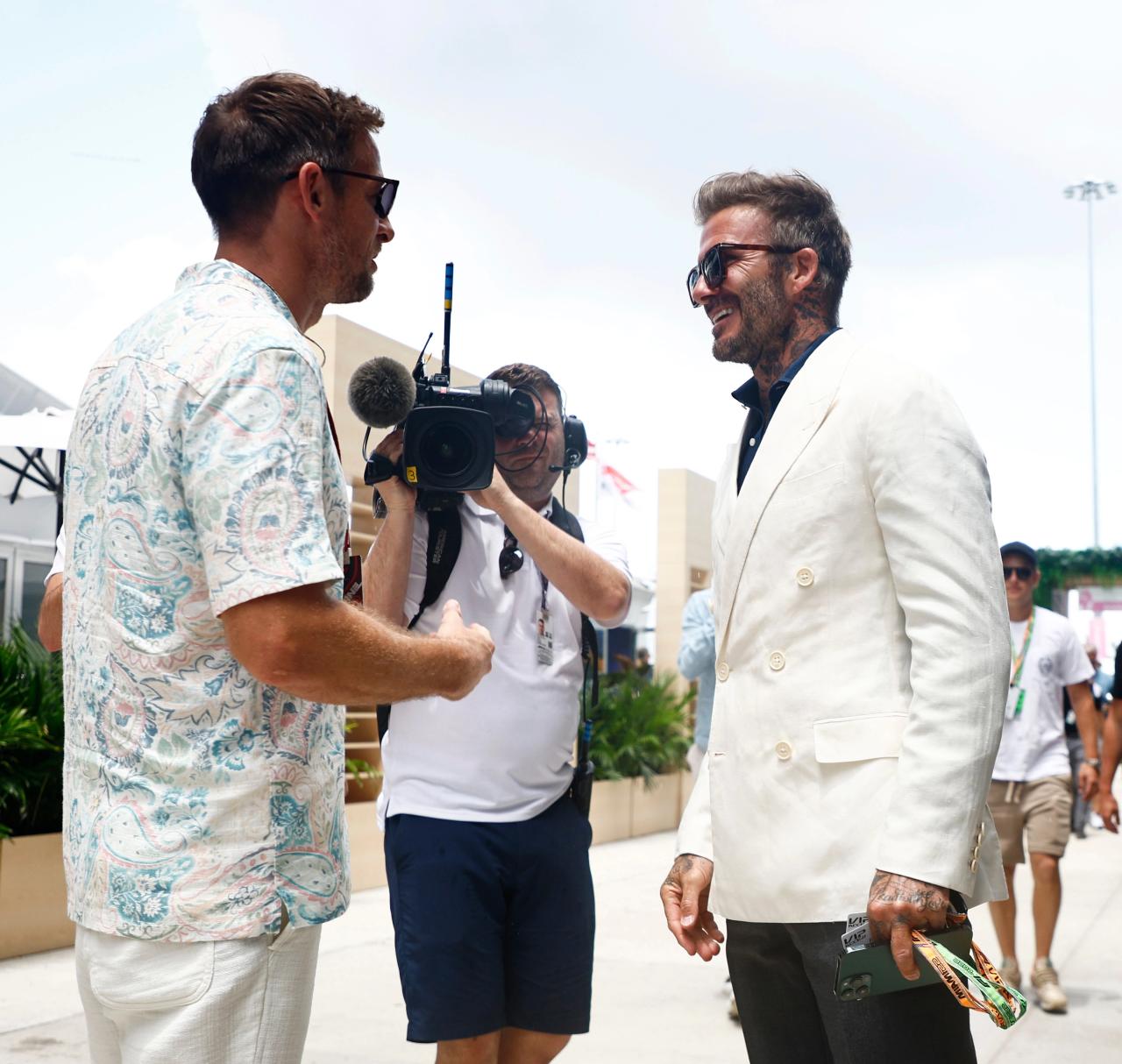 F1 world champion Jenson Button also met up with Beckham