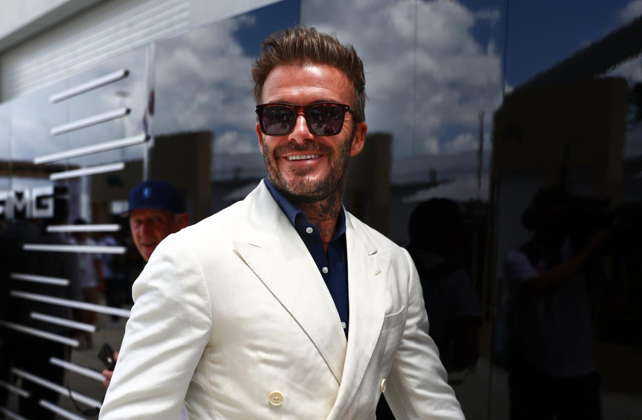 Beckham was looking as stylish as ever as he rocked up at the Miami race