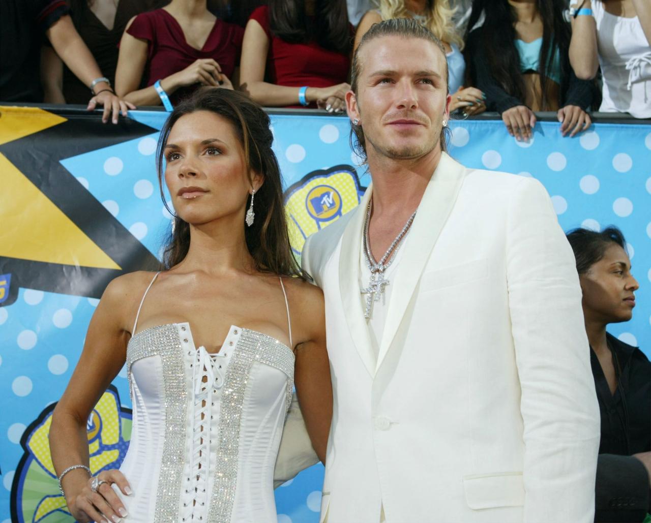 David and Victoria Beckham at the 2003 MTV Movie Awards in Los Angeles.