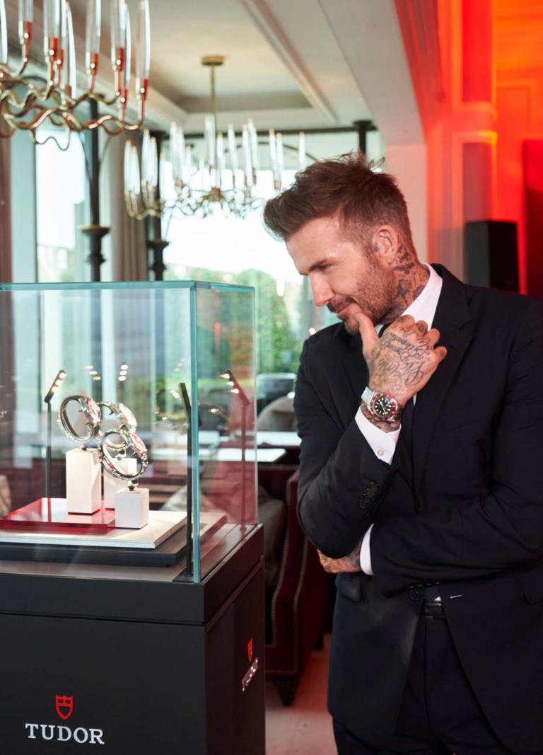 David Beckham visiting Tudor in Macau. Photo: Tudor