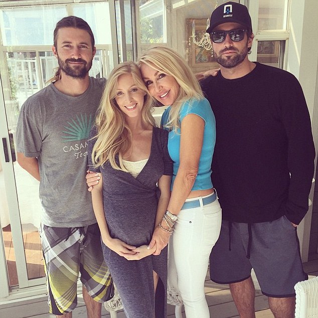 Jenner family: TMZ noted that Brandon 'is up in the air because wife Leah' is close to delivering the couple's daughter very soon (pictured with Leah, Linda and Brody on Mother's Day)