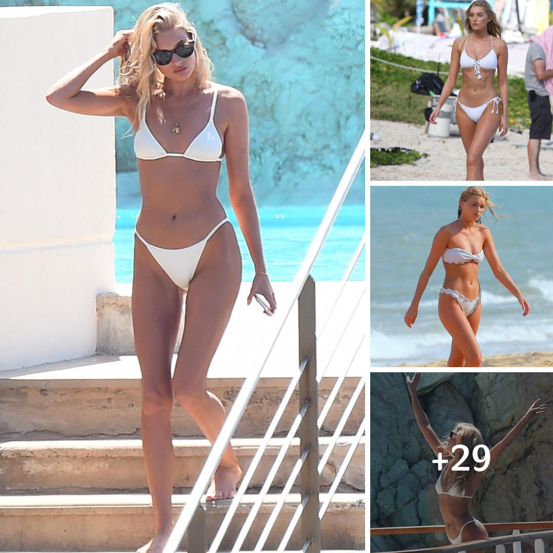 Victoria’s Secret model Elsa Hosk poses like no one is watching as she sunbathes in a white bikini in Cannes