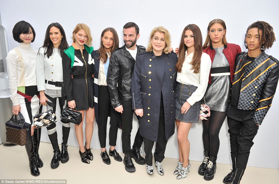 Representing: Jaden Smith (far right) and Catherine Deneuve (centre) joined the line up for a group shot