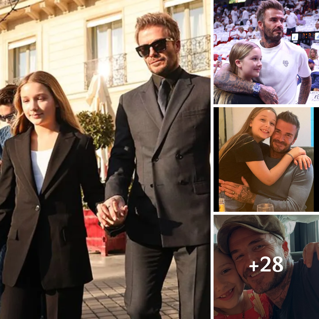 Harper Beckham twins with dad David in chicest suit and surprises us all