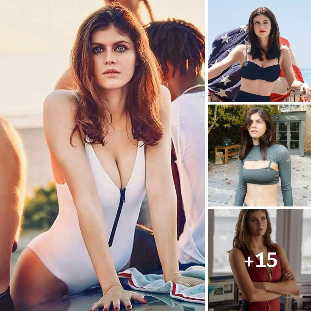 Alexandra Daddario showcases her toned tummy while rocking an athletic b’ra in a set of promos