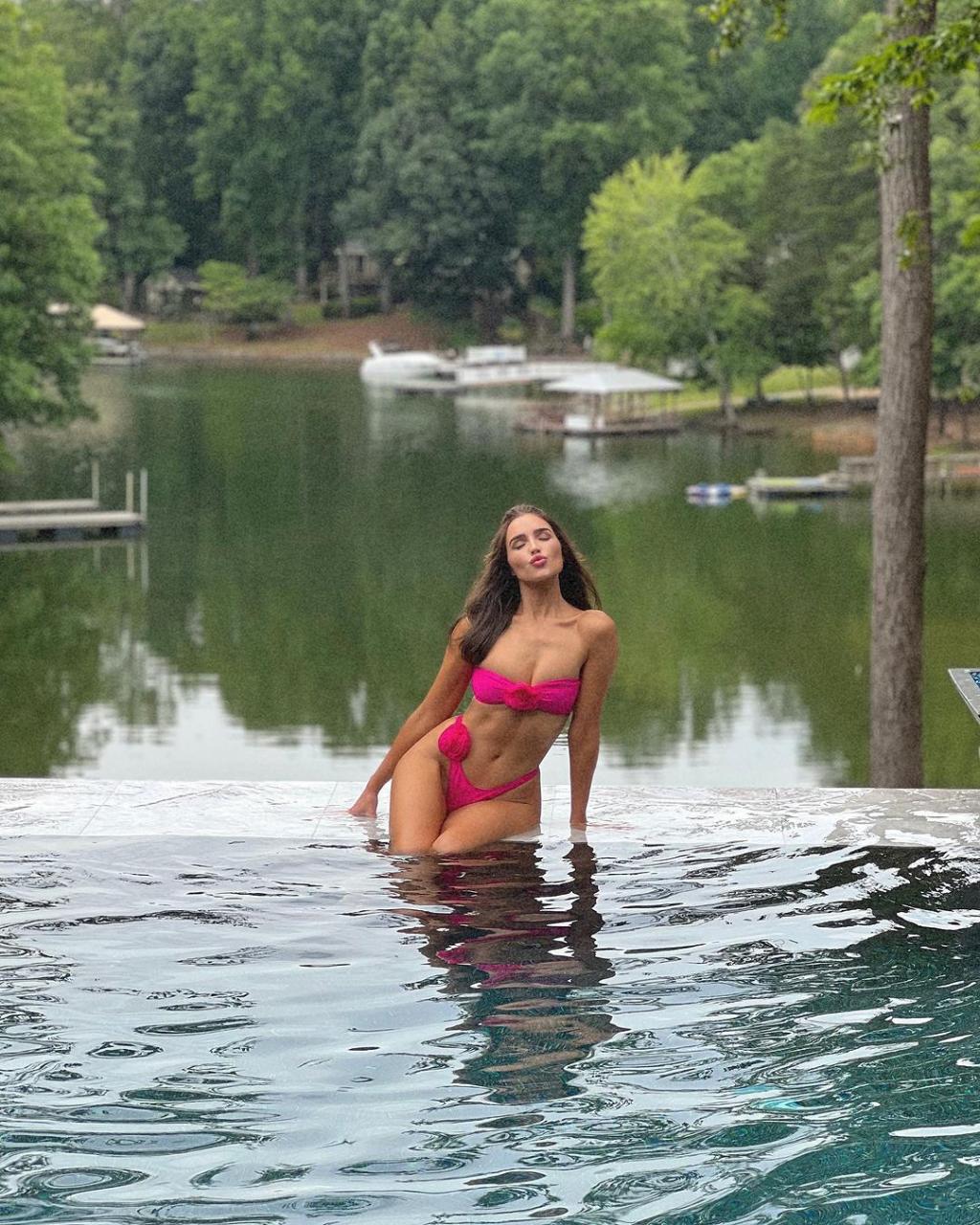 Olivia Culpo in pink bikini