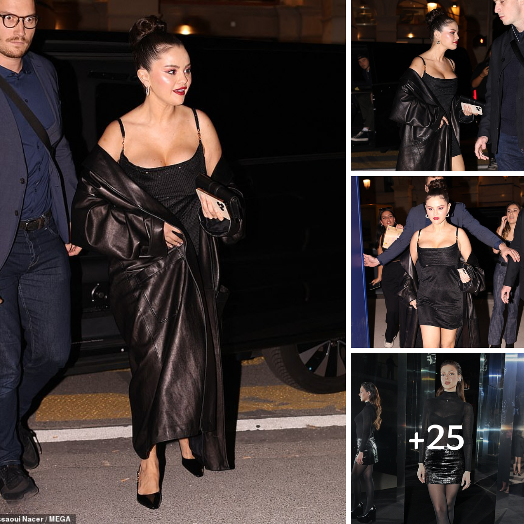 Selena Gomez puts on a busty display in a glittering black mini dress as she steps out for dinner with pal Brooklyn Beckham during Paris Fashion Week ‎