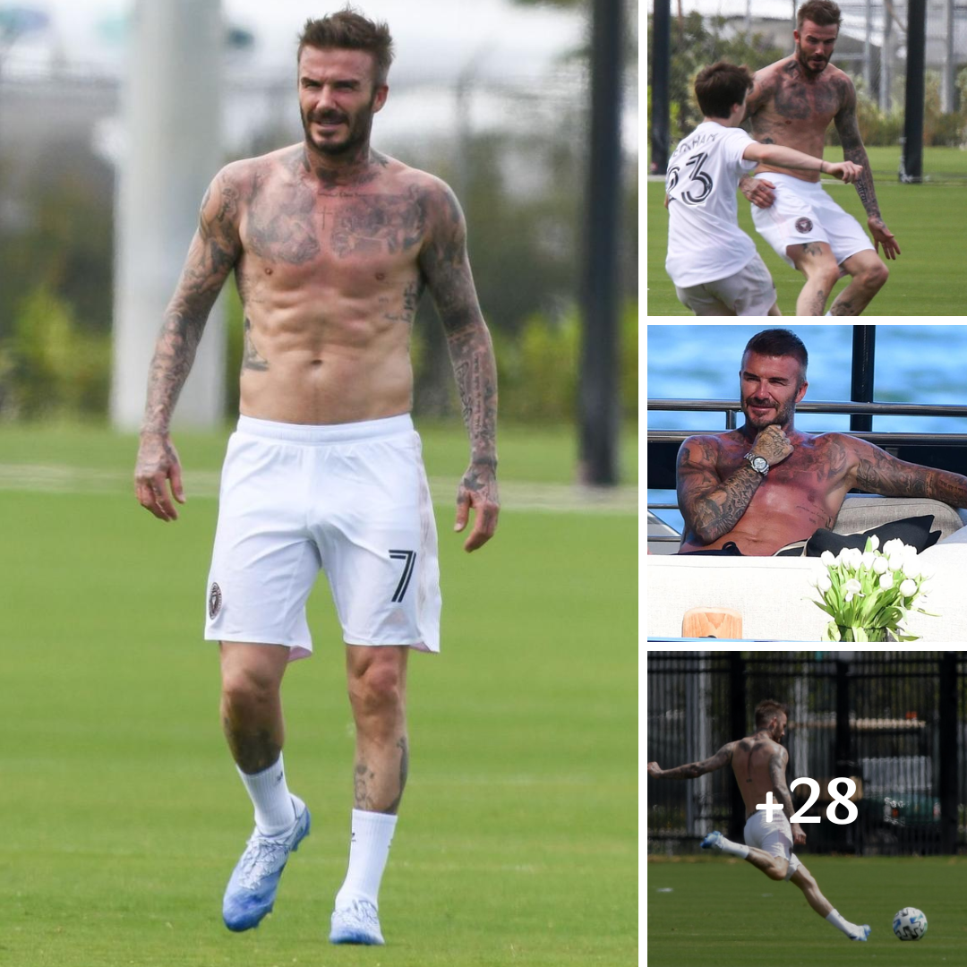 David Beckham Played a Shirtless Pick-Up Game With His Kids in Miami