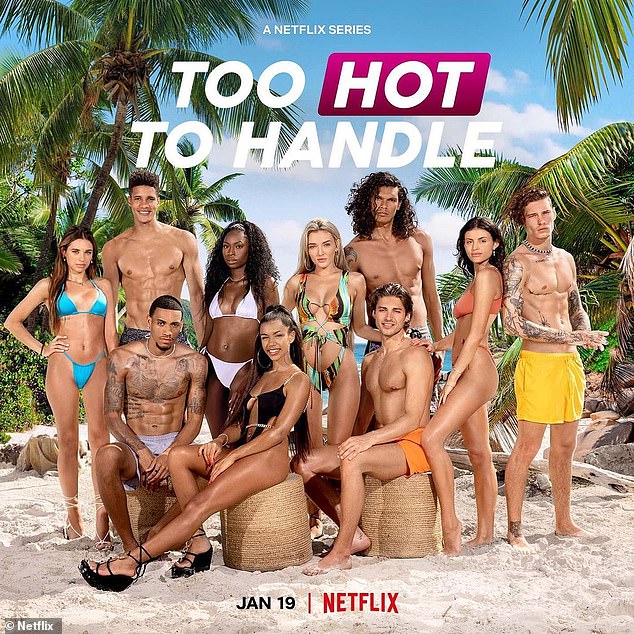 Genetically blessed: Other contestants this year include hunky British 'tree surgeon' Harry Johnson and U.S. Instagram model Holly Scarfone. Pictured: the cast of Too Hot to Handle season three