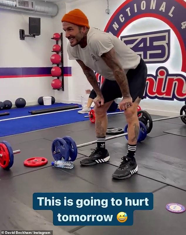 This is going to hurt tomorrow: The retired footballer admitted he'd been put through his paces in an Instagram video shared by the fitness studio later that day