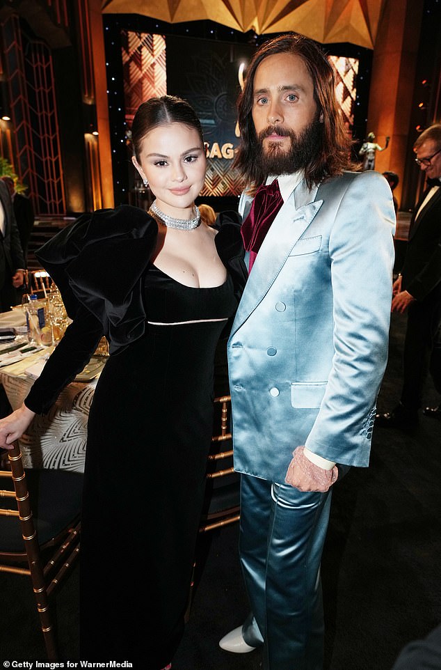 A fan: Gomez with Jared Leto at the 28th Screen Actors Guild Awards at Barker Hangar in Santa Monica, California in February