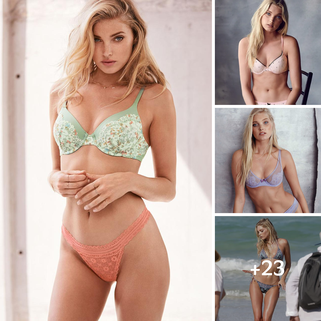 Victoria’s Secret model Elsa Hosk shows off her stunning figure as she poses in floral lingerie