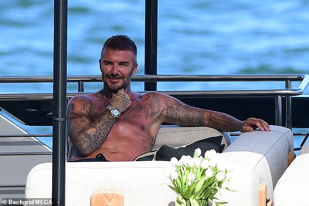 Shirtless David Beckham shows off his muscly physique | Daily Mail Online