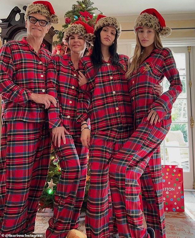 A jolly ole Christmas: Seen here with mom Lisa Rinna, dad Harry Hamlin and sister Delilah