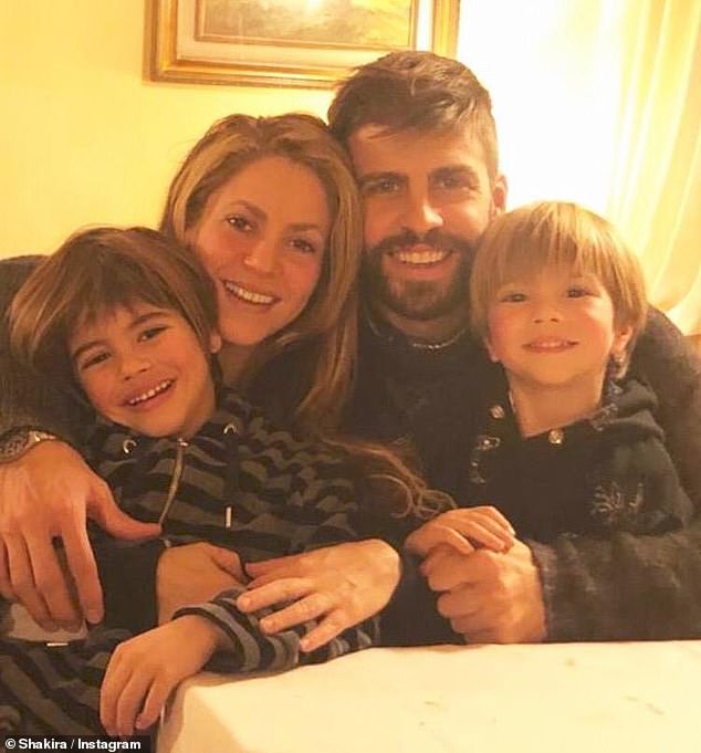 Making a change: Spanish showbiz website Vanitatis reported on Friday the singer-songwriter would be leaving Barcelona to start her new life in the States with her parents and sons Milan, ten, and Sasha, eight, before the end of this coming week (pictured together as a family in 2020)