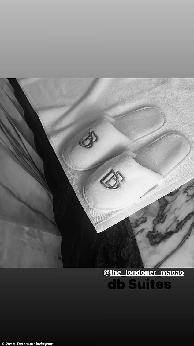 Slip on: He showcased the various items around the room bearing his initials