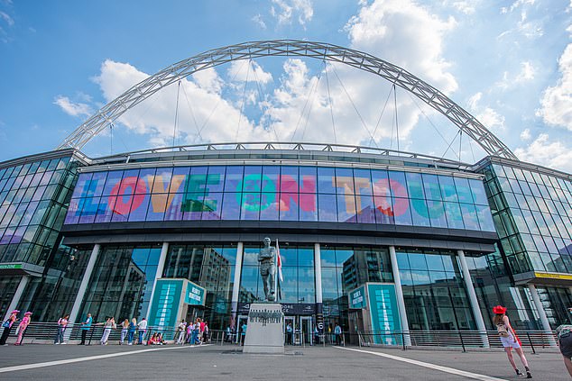 Big night: Harry had plenty of fans to cheer him on at Wembley Stadium which with 90,000 seats is the largest stadium in the UK and the second-largest stadium in Europe