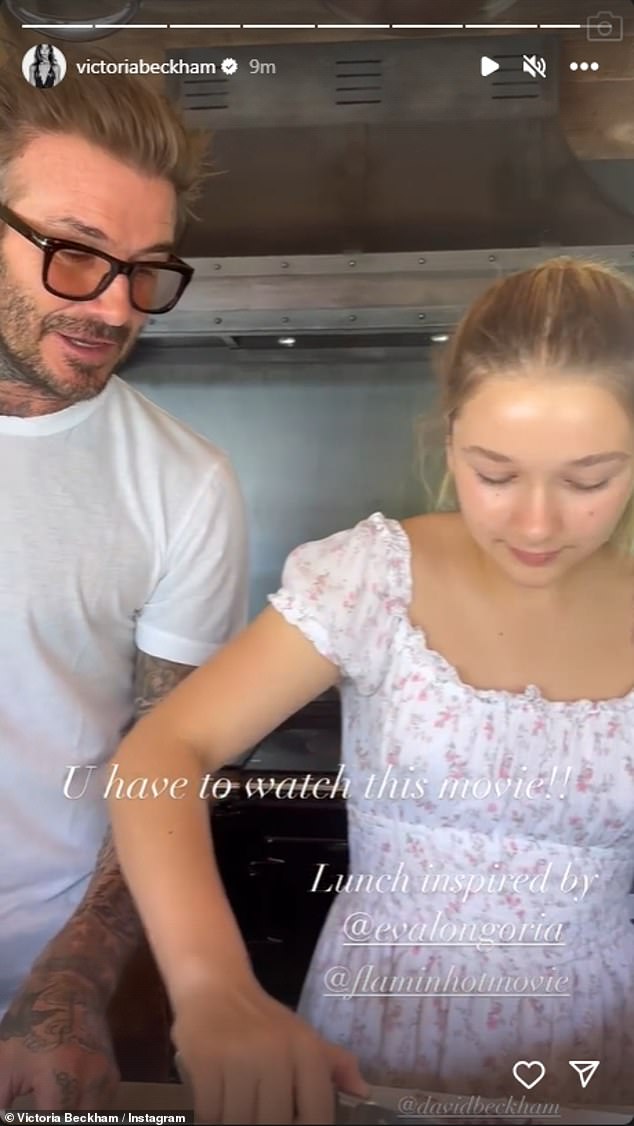 Cooking: In the video, Harper was seen chopping onions as she showed off her cooking skills while making the salsa, while David prepared the burritos