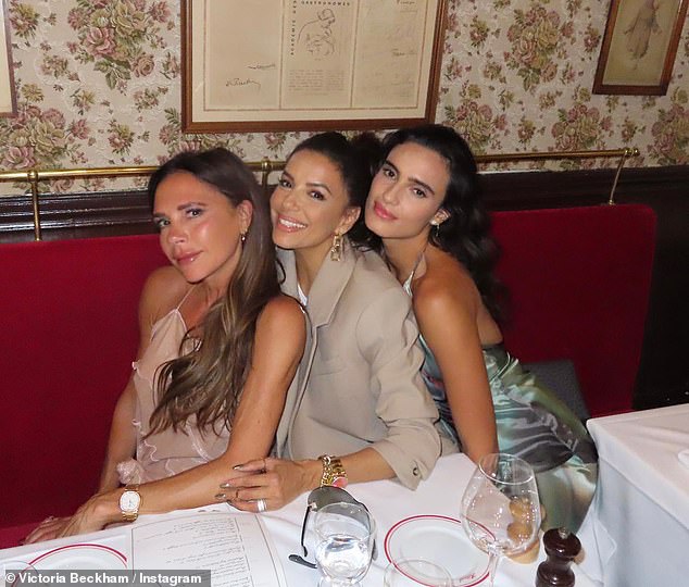 Girl's night out: Victoria joined Eva and their model pal Isabel Grutman, 31, (pictured right) as they dined at Allard restaurant