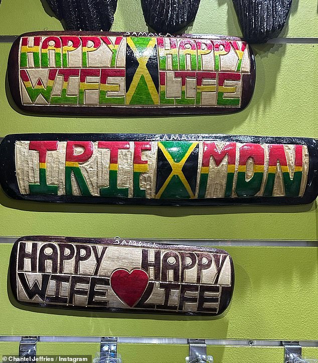 The popular 'Irie' saying in Jamaica was also captured in a wooden wall hanging that was made with the popular Jamaican colors of red, yellow and green.