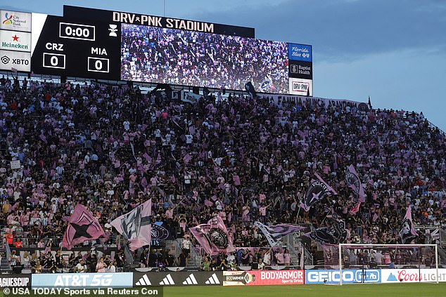 Inter Miami CF supporters section cheers against Cruz Azul at DRV PNK Stadium