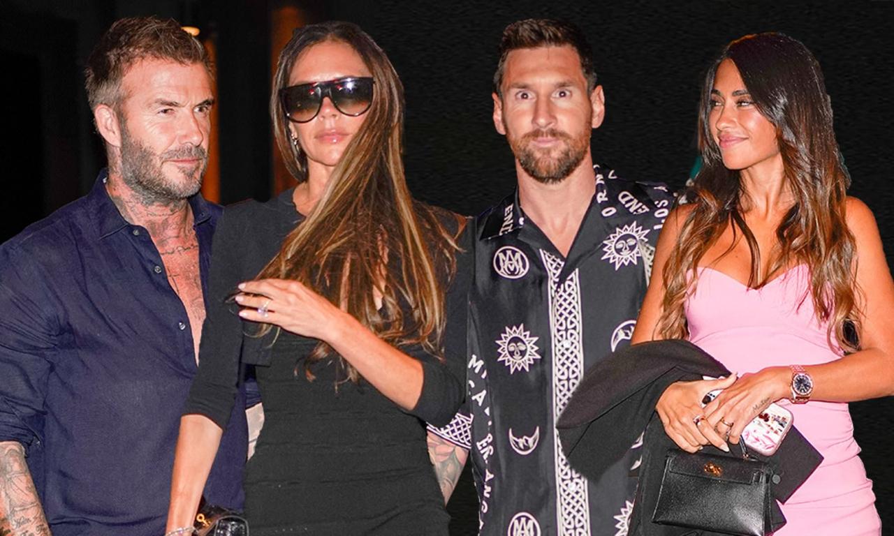 David and Victoria Beckham enjoy a double date night with Lionel Messi and  his glamorous wife Antonela Roccuzzo at Miami hotspot | Daily Mail Online