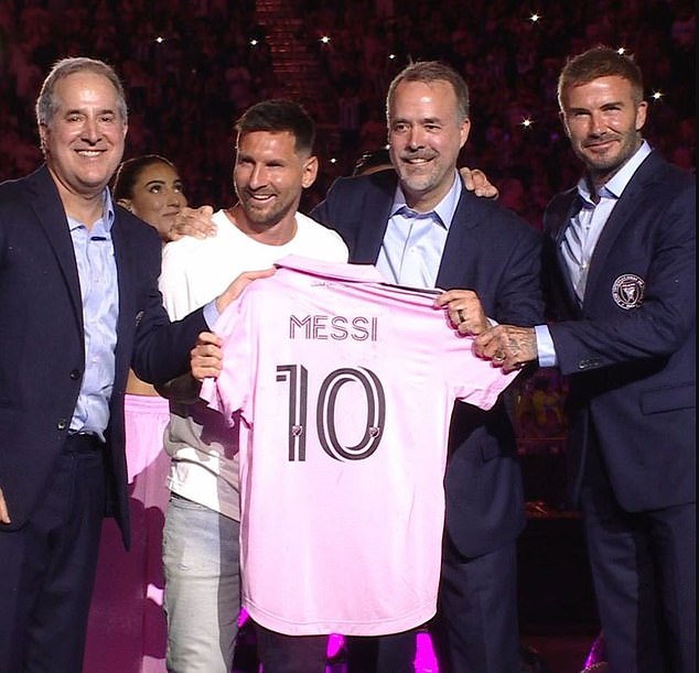 Dream player: The greatest goal scorer of all time Lionel Messi, 36 (second left), signed a whopping  million [£ 47 million] deal with David’s team last month (L-R: