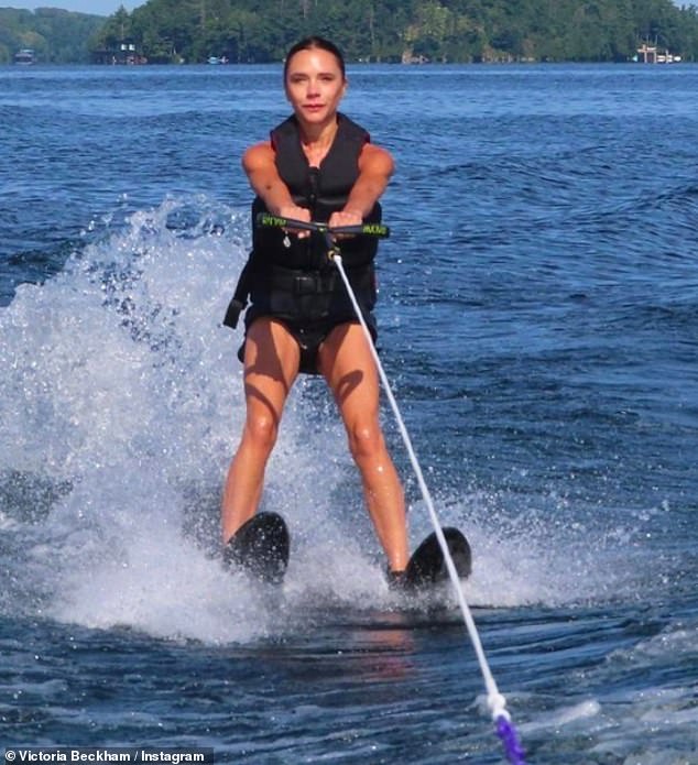 Wow! Victoria Beckham enjoyed a water-skiing session during a family trip to Canada this week as she showed off her sporty side