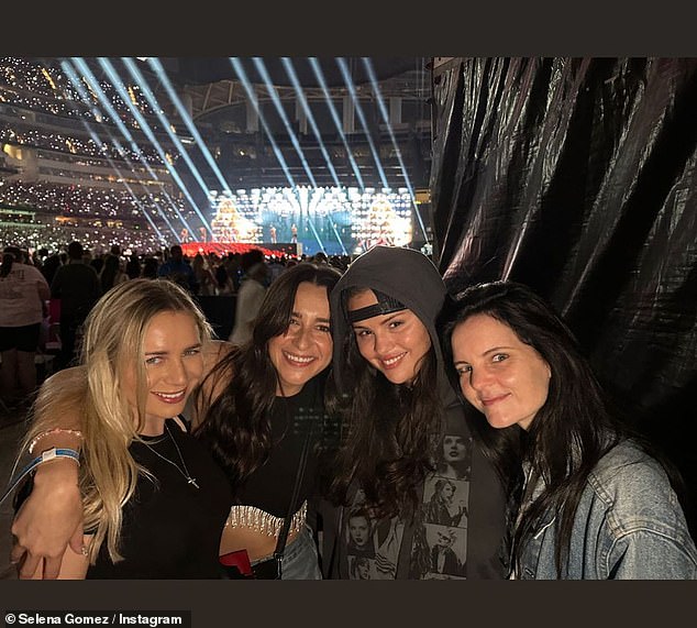 Group photo: Selena also took time to pause for a memorable photo with a few of her close pals that also attended the concert