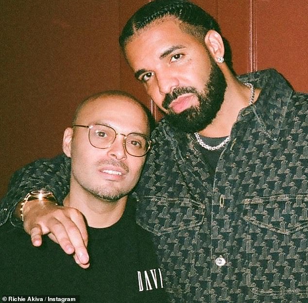 Limelight: Richie, known as the 'king of nightclubs', has been a regular on the New York club scene since his teen years and regularly rubs shoulders with celebrities (pictured with Drake)