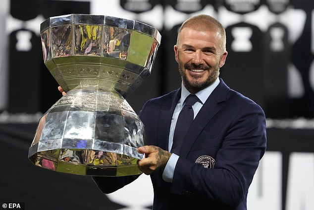 Beckham, pictured after Miami's Leagues Cup win, was not in attendance Wednesday