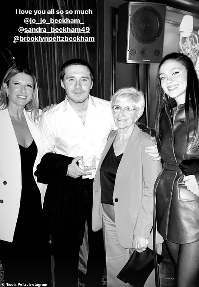 Family: Nicola posed alongside David's sister Joanne and mum Sandra at the party