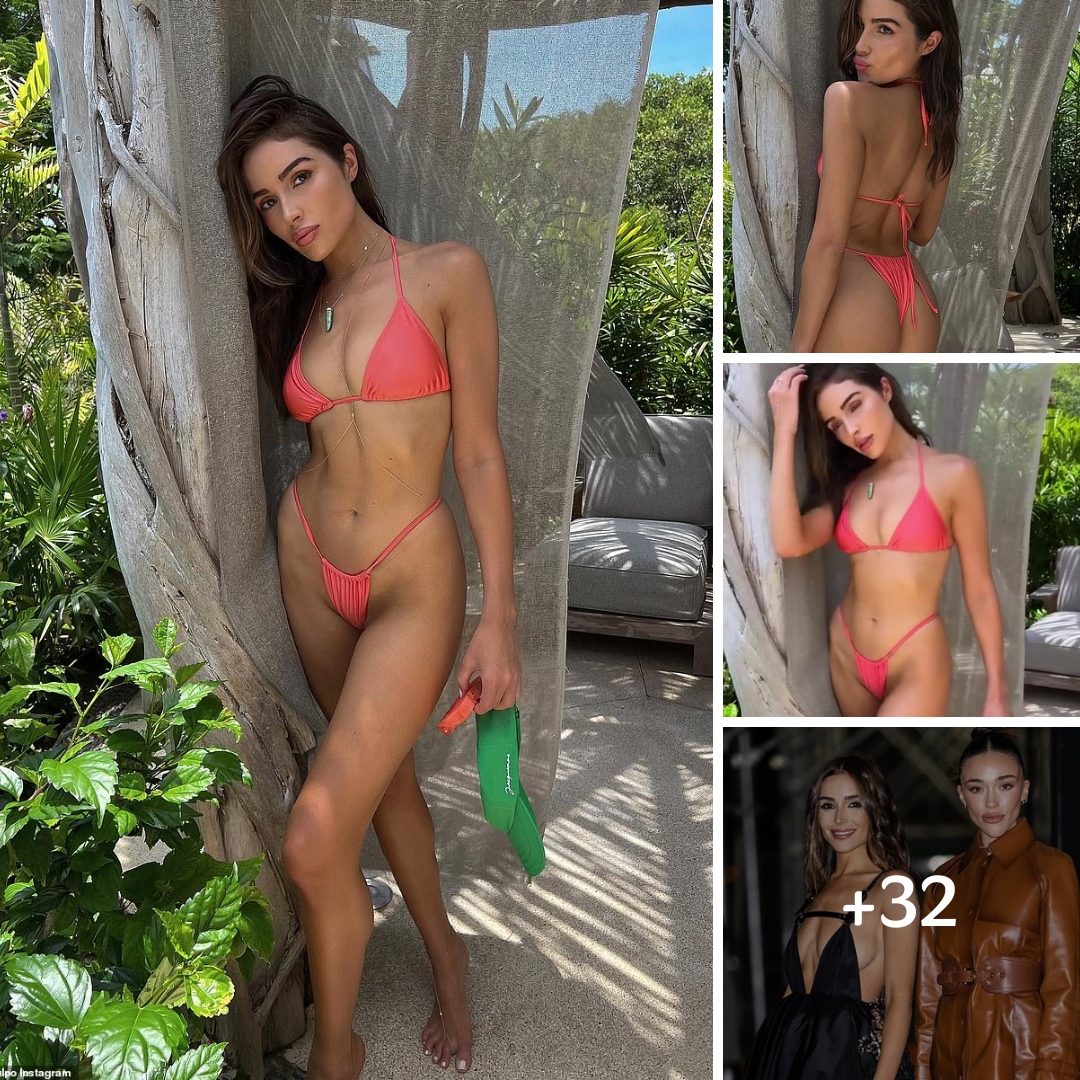 Olivia Culpo displays her enviable figure in a pink string bikini