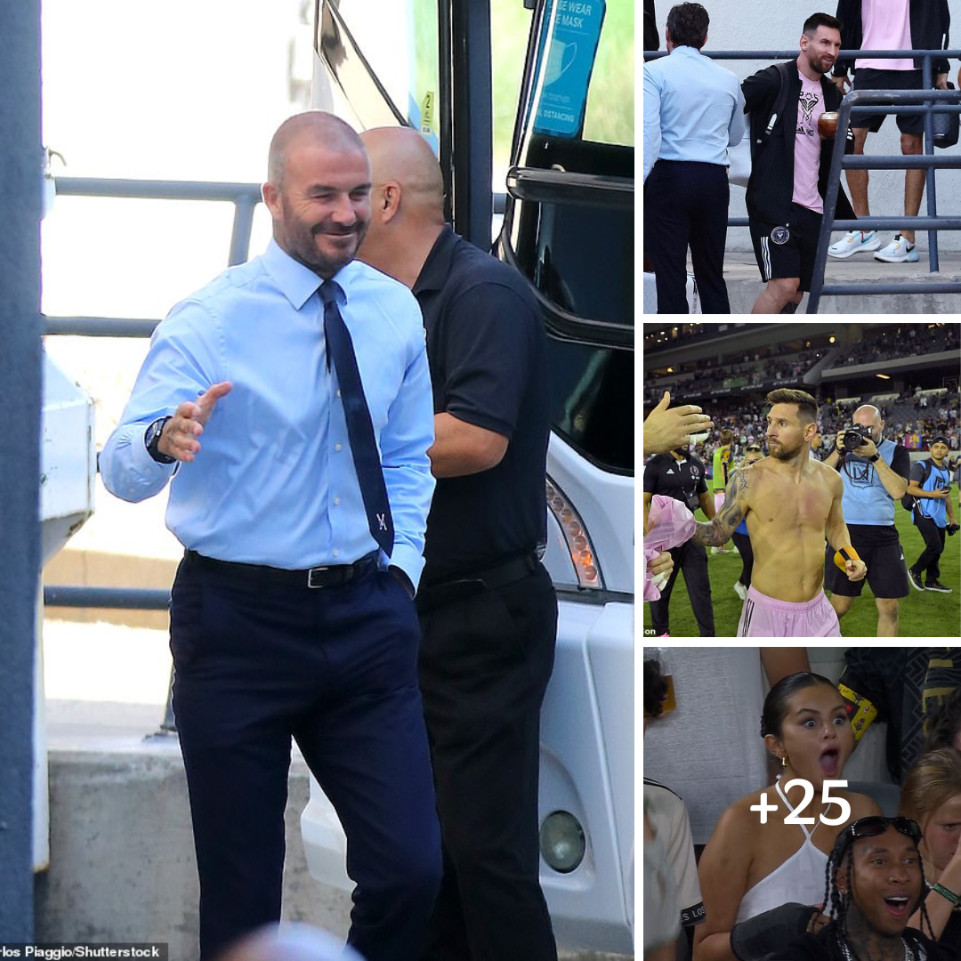 David Beckham appears brooding and tense as he oversees megastar Lionel Messi help his team Inter Miami thrash LAFC in front of VERY glitzy crowd