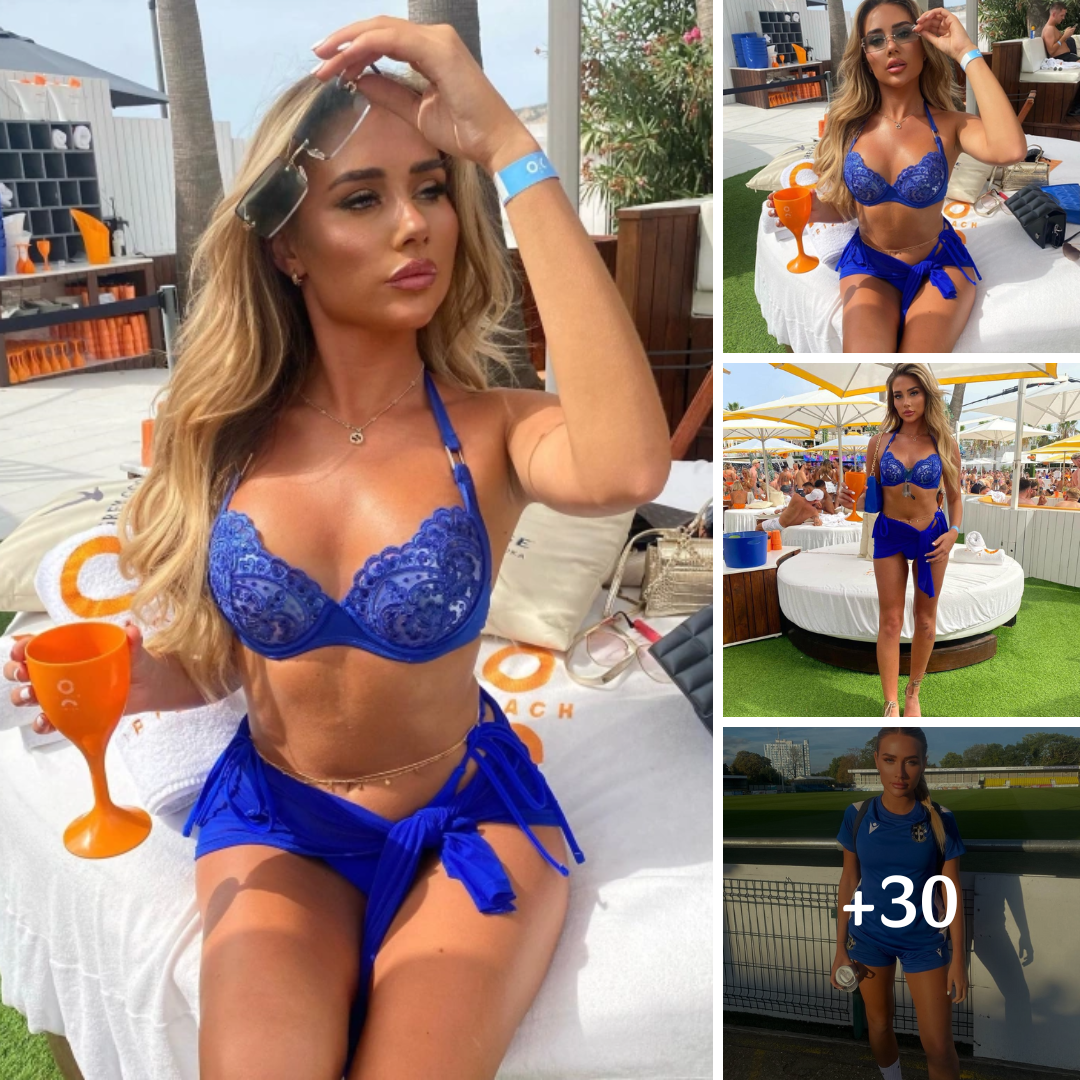 Stunning football star Gabby Howell sends fans wild in blue bikini as she shares new snaps from Ibiza holiday