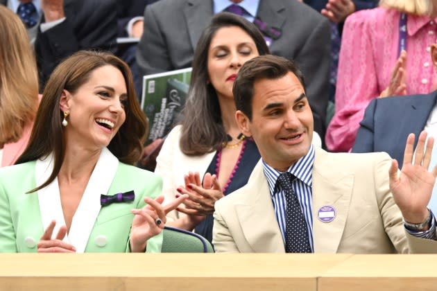 Kate Middleton Wears Balmain, Sitting With Roger Federer at Wimbledon