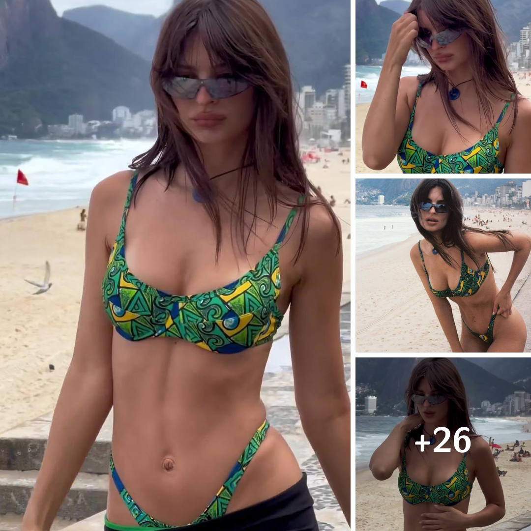 Emily Ratajkowski introduces a green bikini from her brand Inamorata