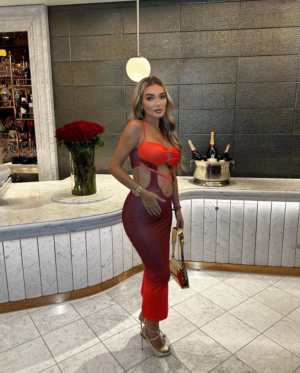 Beaux Raymond In A Strappy Red Dress Teases A 'Scarlet Night' 