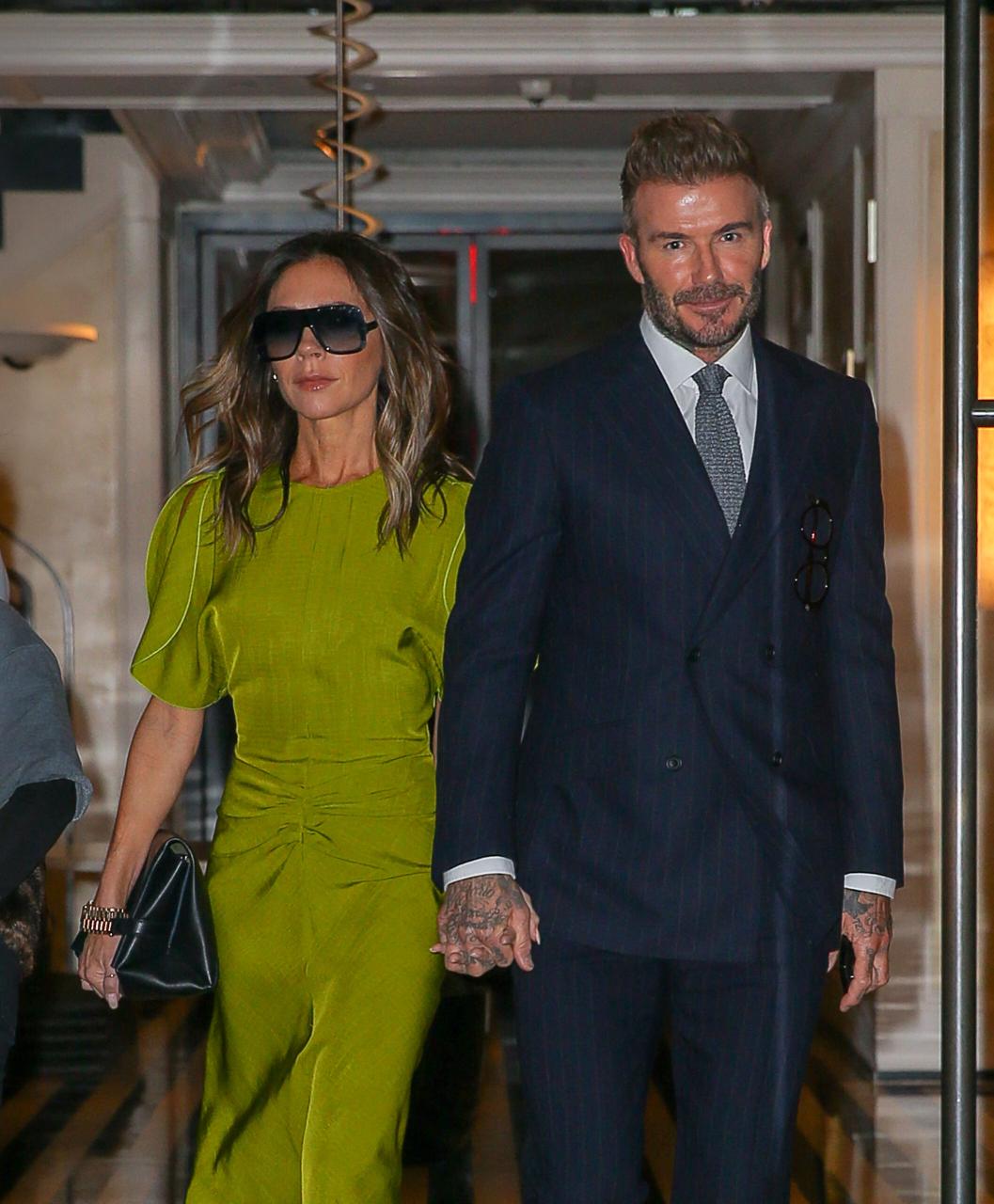 Victoria Beckham and David Beckham steps out holding hands as heading to dinner in New York City on Friday Oct 14, 2022