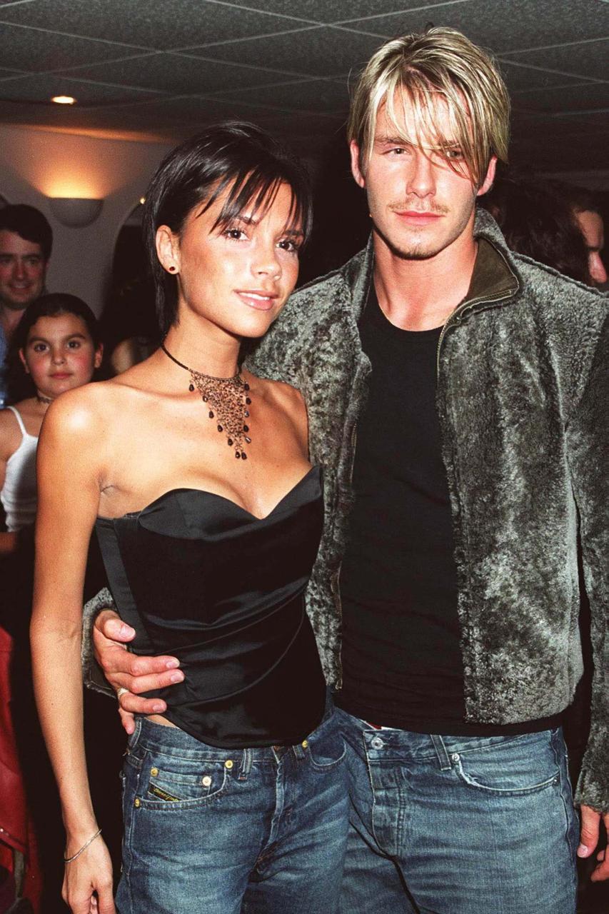 Victoria Beckham y David Beckham jóvenes