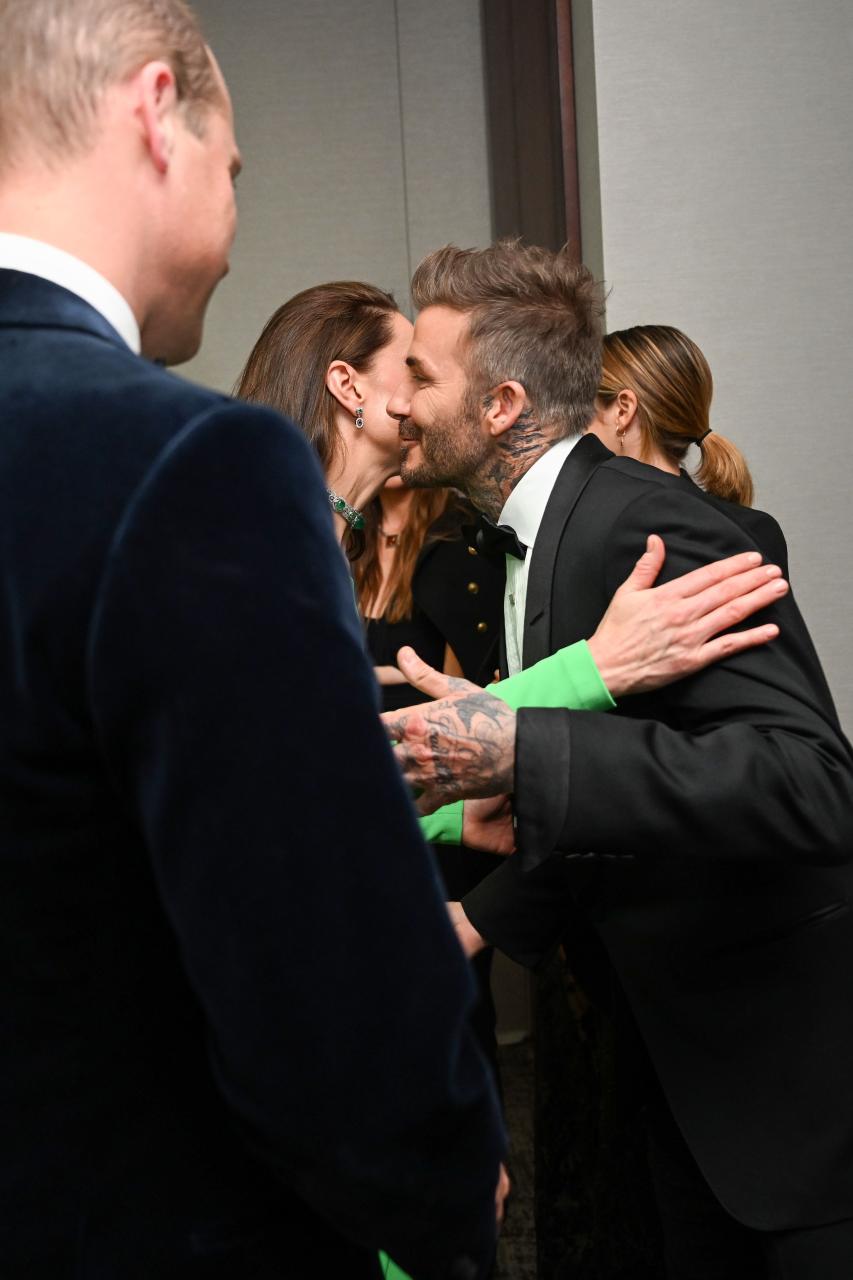 Kate Princess Of Wales and David Beckham at The Earthshot Prize 2022.