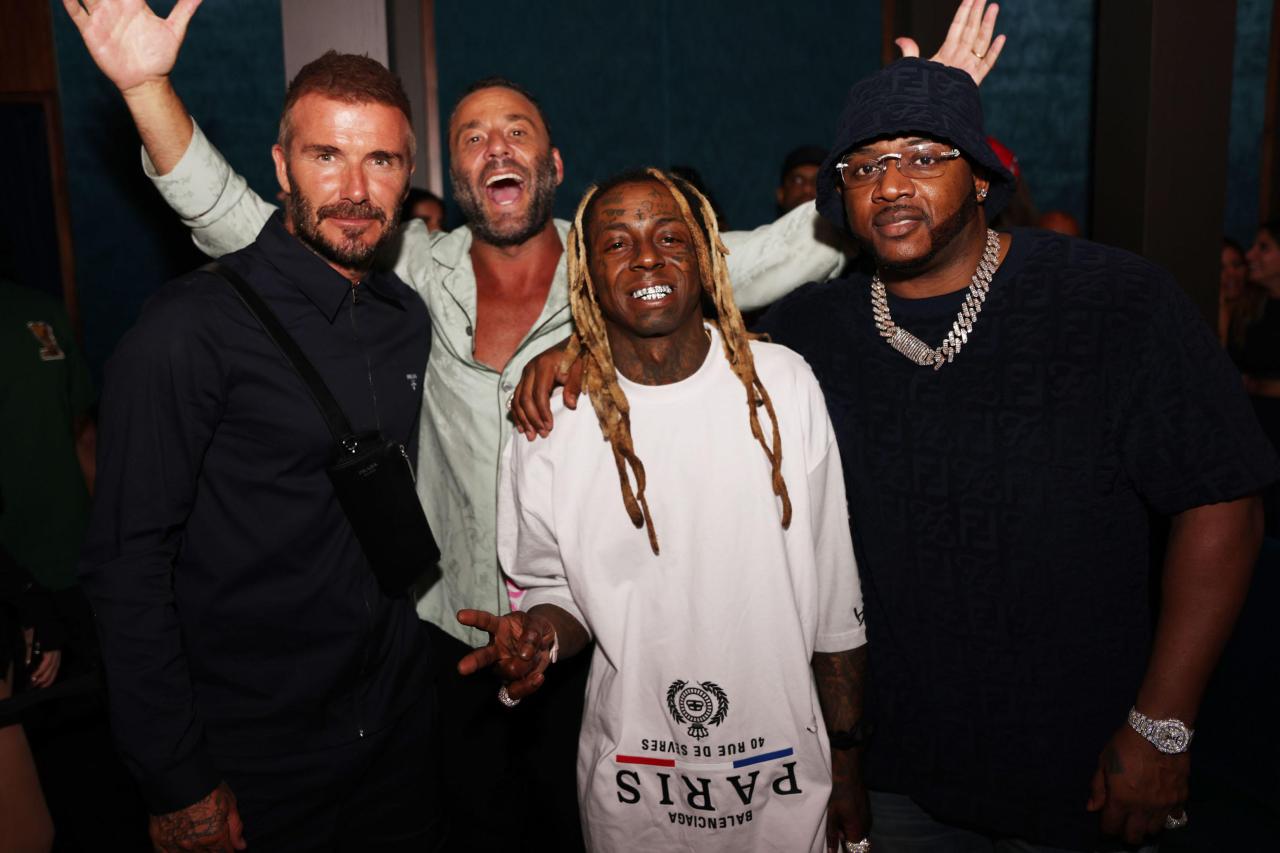 David pictured with David Grutman, Lil Wayne and Mack Maine